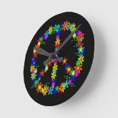 Peace Symbol Flower Power ラウンド壁時計 (傾斜)