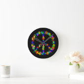 Peace Symbol Flower Power ラウンド壁時計 (ホーム)