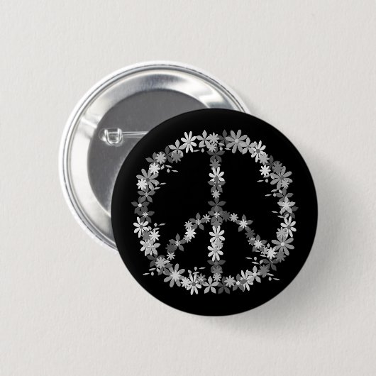 Peace symbol flower power 缶バッジ (正面&裏面)