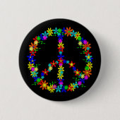 Peace Symbol Flower Power 缶バッジ (正面)