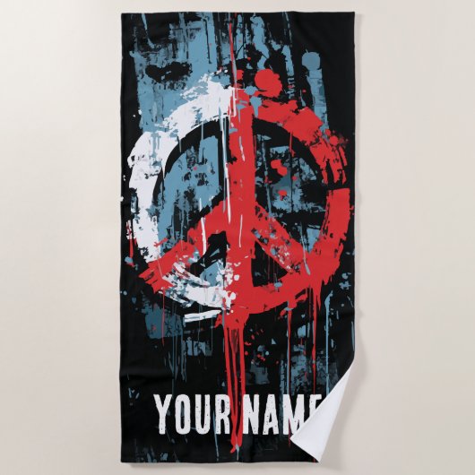 Peace Symbol Graffiti Street Art ビーチタオル (正面)