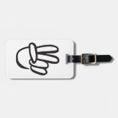 PEACE Symbol sign Hippie 60s Love V Hand Black ラゲッジタグ (正面横)