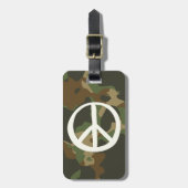 PEACE Symbol Sign - Hippie Green Khaki Camouflage ラゲッジタグ (正面縦)