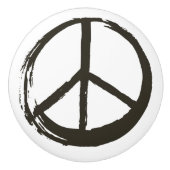PEACE Symbol Sign Hippie Love Brushed 芸術的 セラミックノブ (正面)
