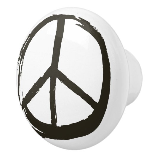 PEACE Symbol Sign Hippie Love Brushed 芸術的 セラミックノブ (右)