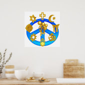 Peace Symbol Uniting All World Religions ポスター (キッチン)