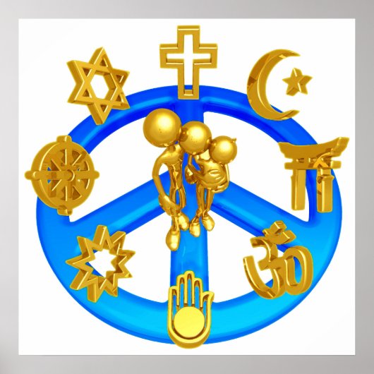 Peace Symbol Uniting All World Religions ポスター (正面)