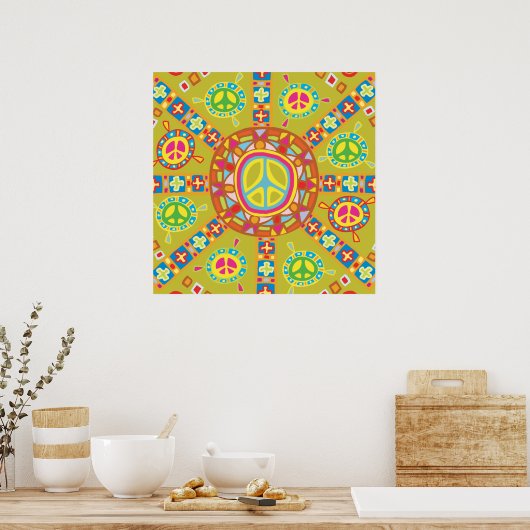 Peace Symbolsデザイン ポスター (キッチン)