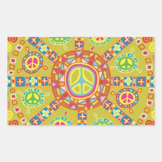 Peace Symbolsデザイン 長方形シール (正面)