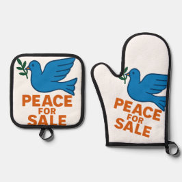 Peace themed apron 鍋つかみ&鍋敷きセット