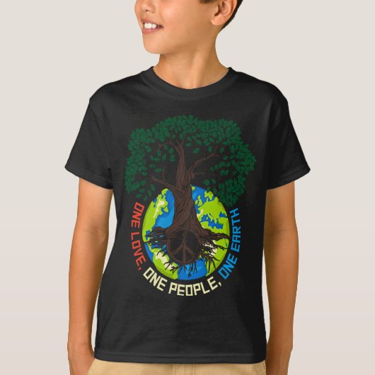 Peace Tree Love - Environmental Protection Earth D Tシャツ (正面)