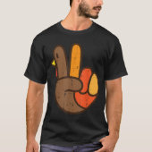 Peace Turkey Hand Retro Thanksgiving Shirt Tシャツ (正面)