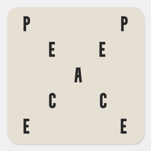 Peace Typography スクエアシール (正面)