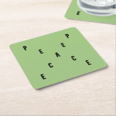 Peace Typography スクエアペーパーコースター (アングル)
