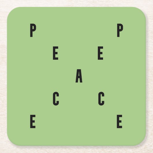 Peace Typography スクエアペーパーコースター (正面)