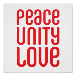 PEACE UNITY LOVE ♥ 20インチx 20インチ、ポスター紙 ポスター