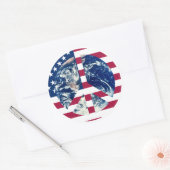 Peace USAサインのシール ラウンドシール (封筒)