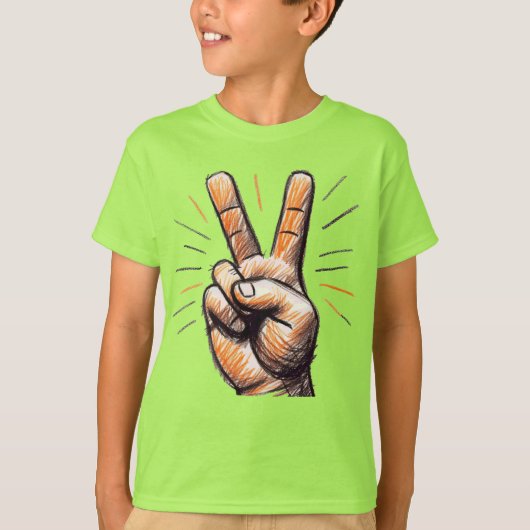 Peace Vサイン Tシャツ (正面)