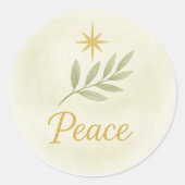 “Peace” Watercolor Christmas Sticker ラウンドシール (正面)