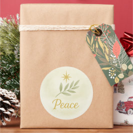 “Peace” Watercolor Christmas Sticker ラウンドシール
