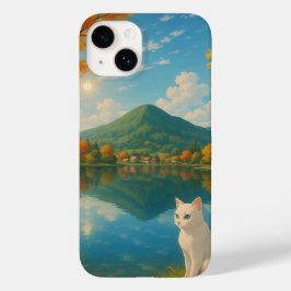 Peace White Cat by the Lake -自然インスパイア- Case-Mate iPhone 14ケース