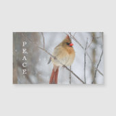 Peace Winter Cardinal Photo Magnet Card (正面)