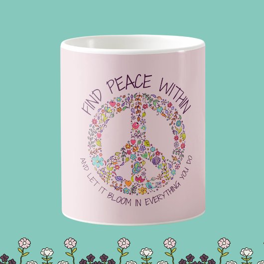 Peace Withinフローラマグ – カスタマイズ可能な飲み物用品 コーヒーマグカップ