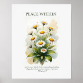 Peace within, floral daisy Christian wall art ポスター (正面)