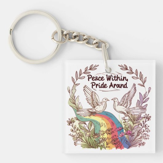 Peace Within, Pride Around – LGBTQ Camping Nature  キーホルダー (正面)