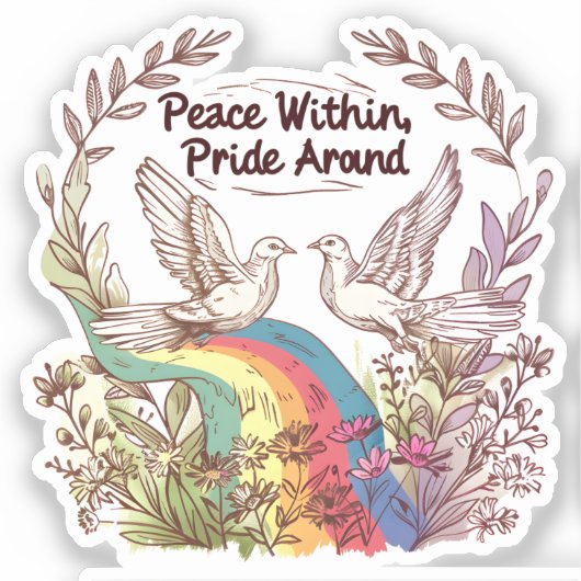 Peace Within, Pride Around – LGBTQ Camping Nature  シール (正面)