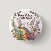 Peace Within, Pride Around – LGBTQ Camping Nature  缶バッジ (正面)
