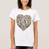 Peace Word Art In Gold Tシャツ (正面)