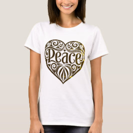 Peace Word Art In Gold  Tシャツ