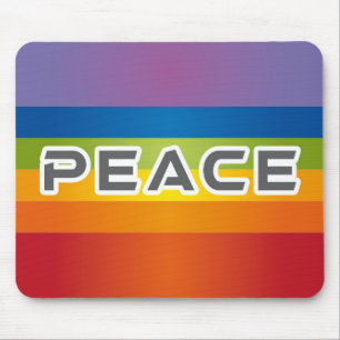 Peace Word Letters – 虹の背景のフラグ マウスパッド