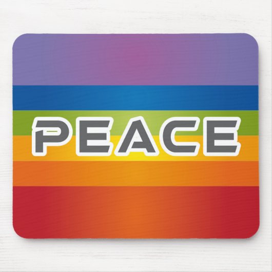 Peace Word Letters – 虹の背景のフラグ マウスパッド (正面)