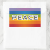 Peace Word Letters – 虹の背景のフラグ 長方形シール (バッグ)