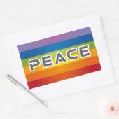 Peace Word Letters – 虹の背景のフラグ 長方形シール (封筒)