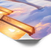 Peaceful Akita on Snow Lantern Path Christmas Dog  ポスター (コーナー)