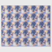 Peaceful Akita on Snow Lantern Path Christmas Dog  ラッピングペーパー (フラット)