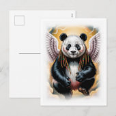 Peaceful Angel Panda on a White シーズンポストカード (正面/裏面)