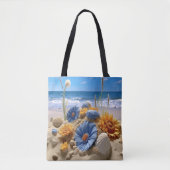 PEACEFUL BEACH SCENE WITH SEASHELLS トートバッグ (正面)