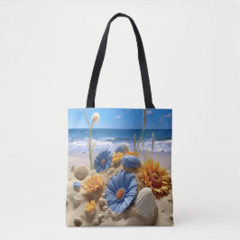 PEACEFUL BEACH SCENE WITH SEASHELLS トートバッグ