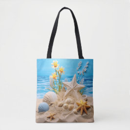 PEACEFUL BEACH SCENE WITH SEASHELLS トートバッグ