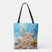 PEACEFUL BEACH SCENE WITH SEASHELLS トートバッグ (裏面)