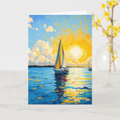 Peaceful Birthday Wishes | Sailboat カード (黄色い花)