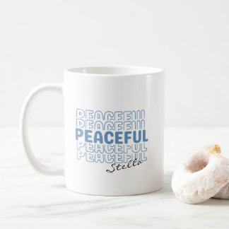 Peaceful Blue Wavy Retro Custom Name Text Coffee M コーヒーマグカップ