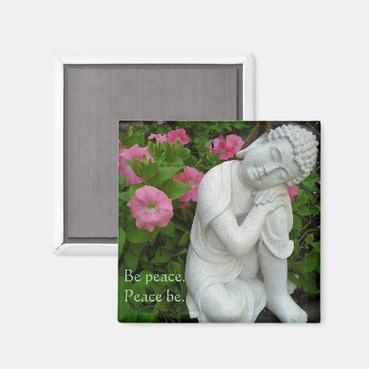 Peaceful Buddha Garden Magnet – Be Peace Zen Decor マグネット (正面/裏面)