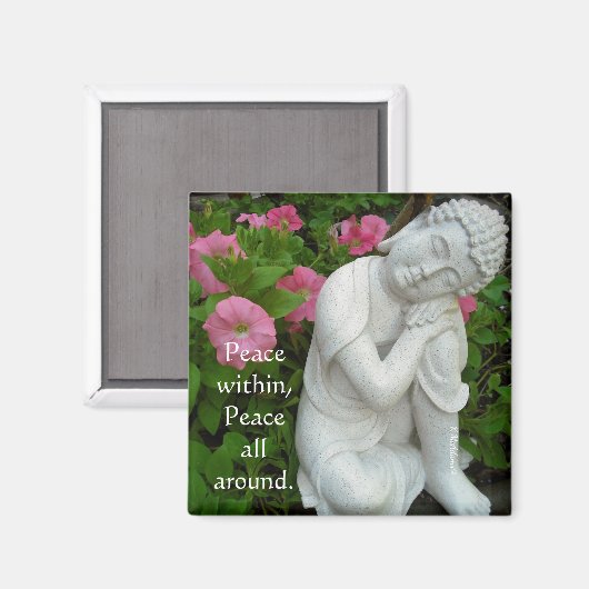 Peaceful Buddha Garden Magnet – Editable Zen Text マグネット (正面/裏面)