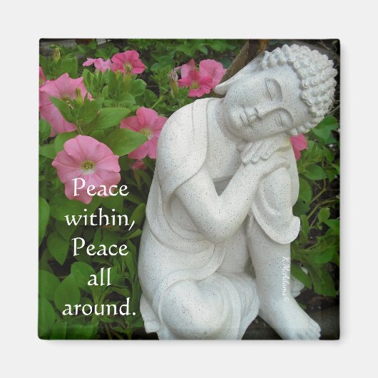 Peaceful Buddha Garden Magnet – Editable Zen Text マグネット (正面)