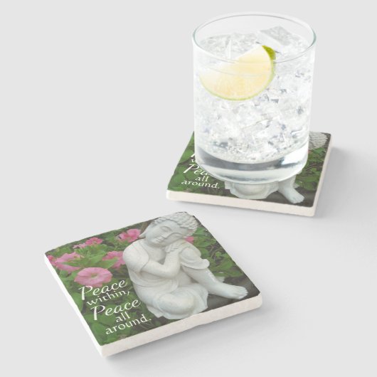 Peaceful Buddha Garden Stone Coaste – Peace Within ストーンコースター (横)